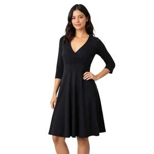 Patagonia Women’s Black Wrap Midi Dress 3/4 Sleeve Fit Flare Size XS | Eco
